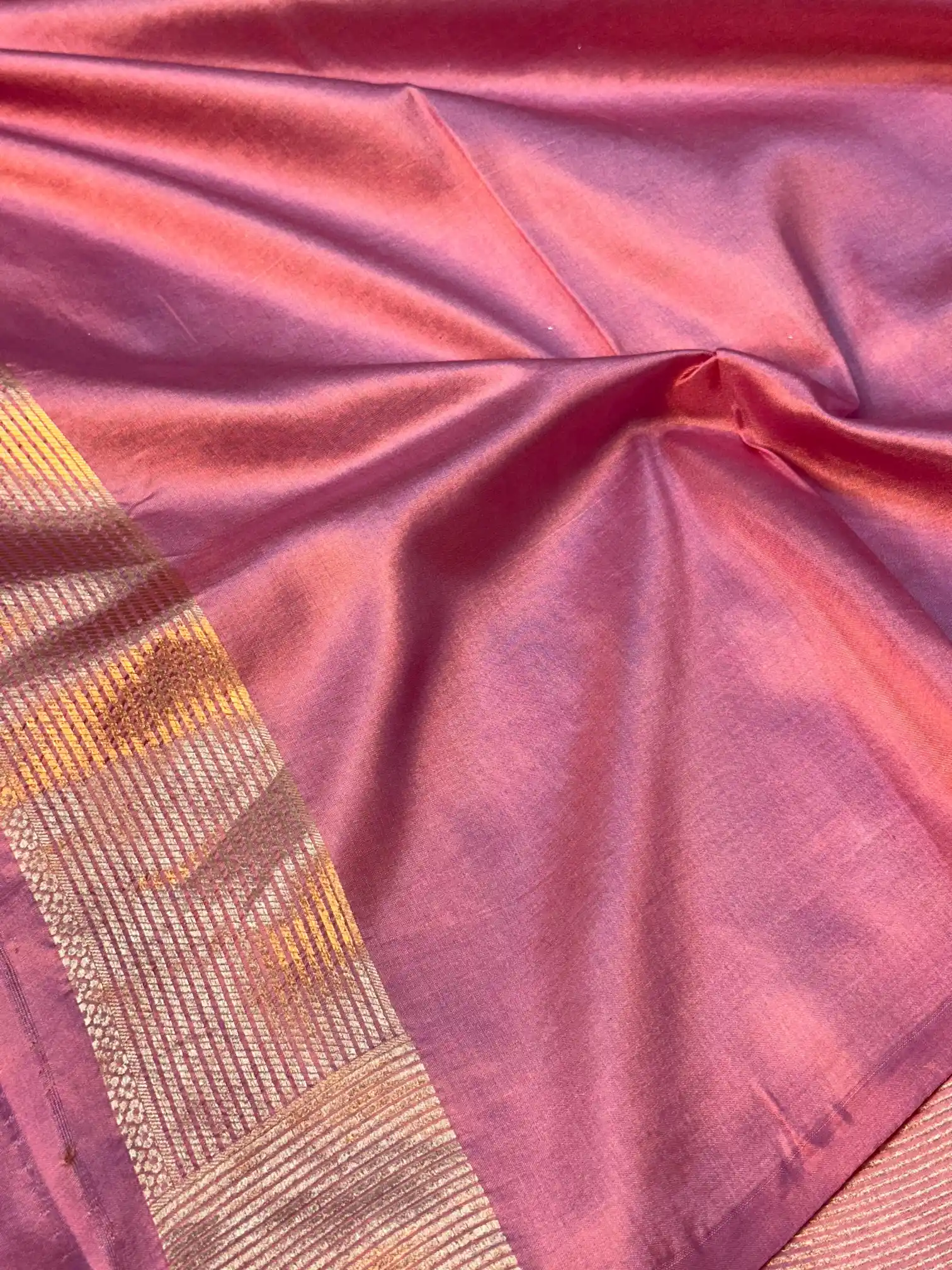 Baby Pink Pure Katan Silk Rose Boota Meenakari Banarasi Saree - Image 7