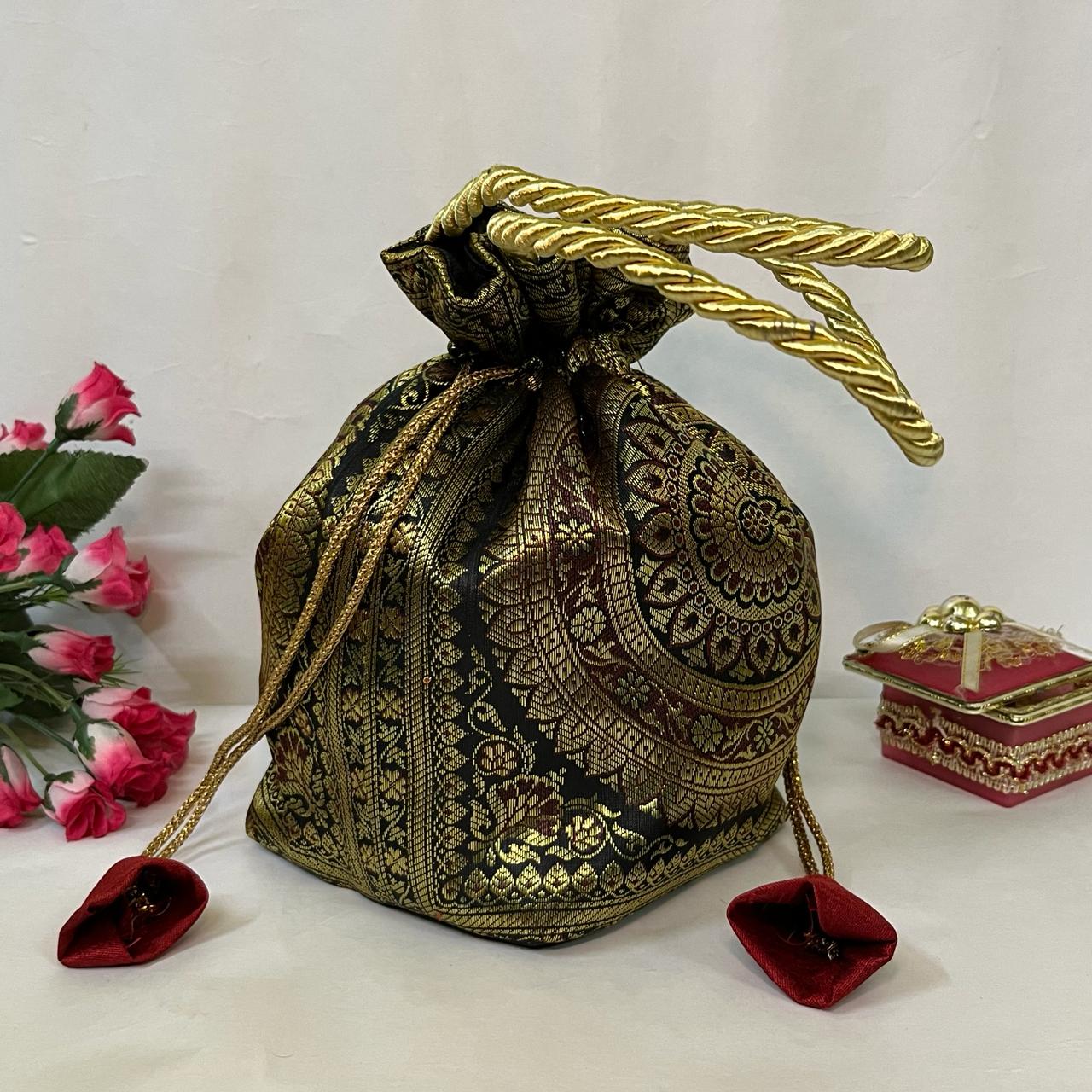 Black Elegance Banarasi Potli Bags - Image 5