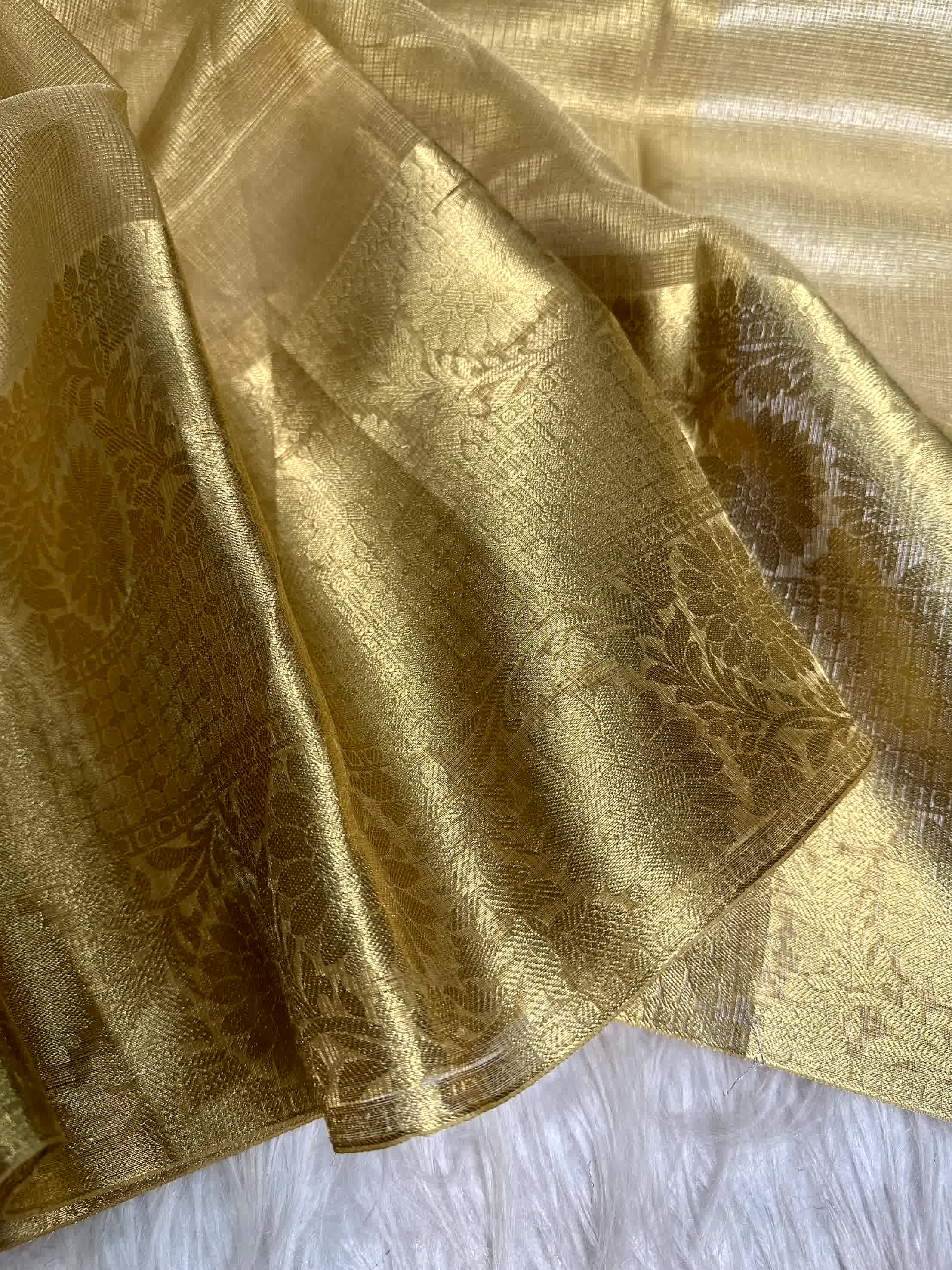 Golden Shade Kota Tissue Silk Banarasi Saree - Image 4