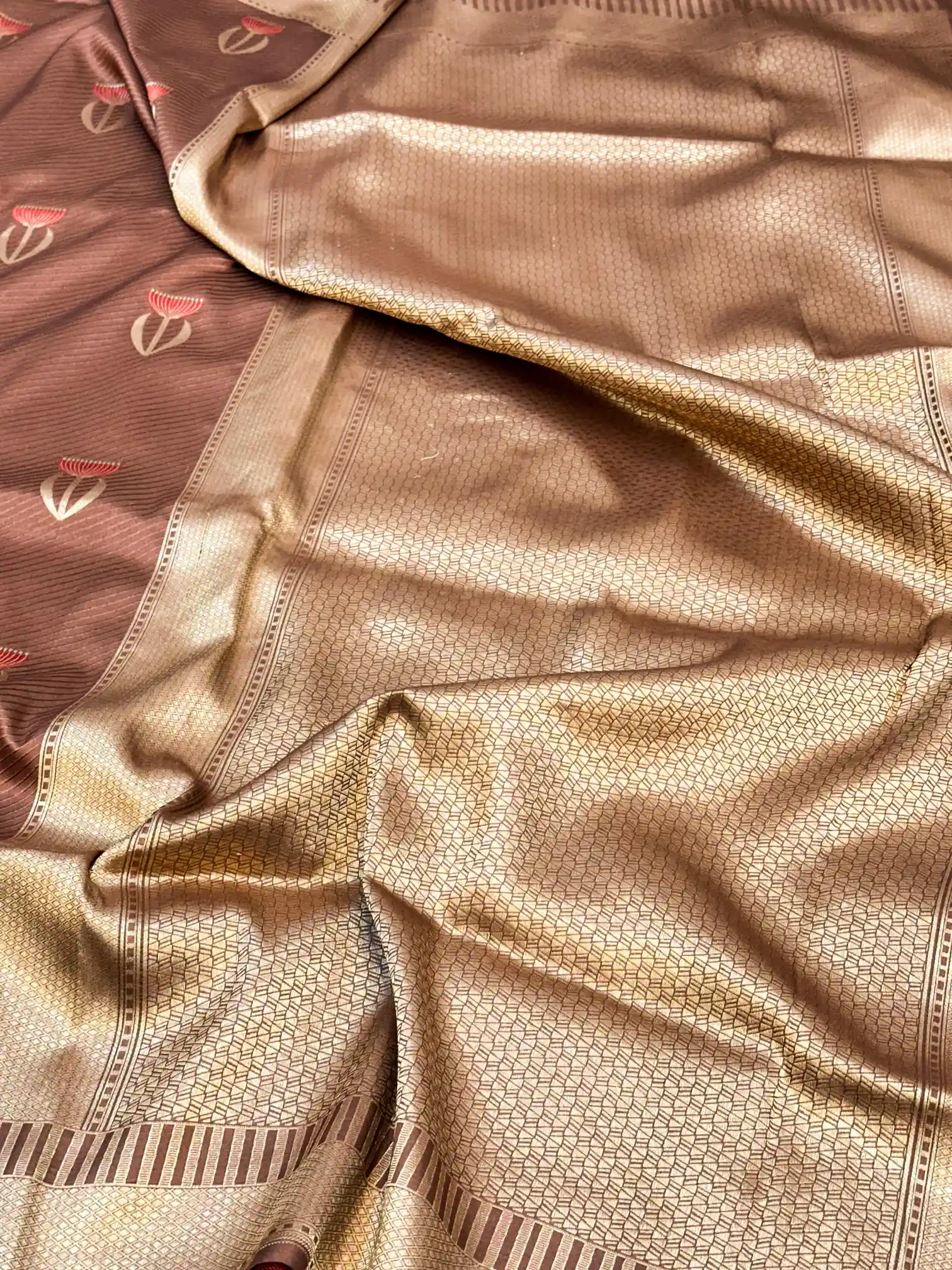 Coffee Brown Iktara Concept Pure Katan Silk Saree - Image 4