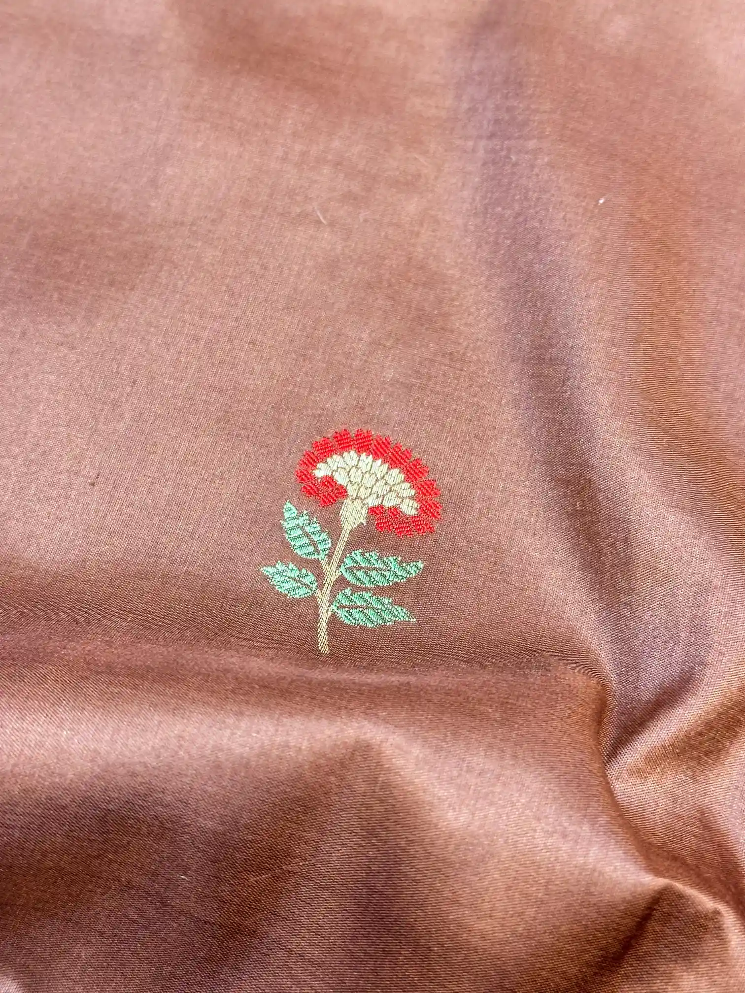 Coffee Brown Kadhua Inspired Pure Katan Silk Saree - Image 4