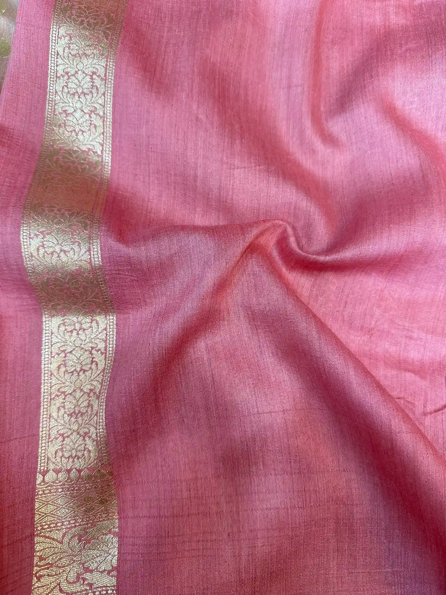 Dark Peach Contrast Munga Silk Banarasi Saree - Image 5