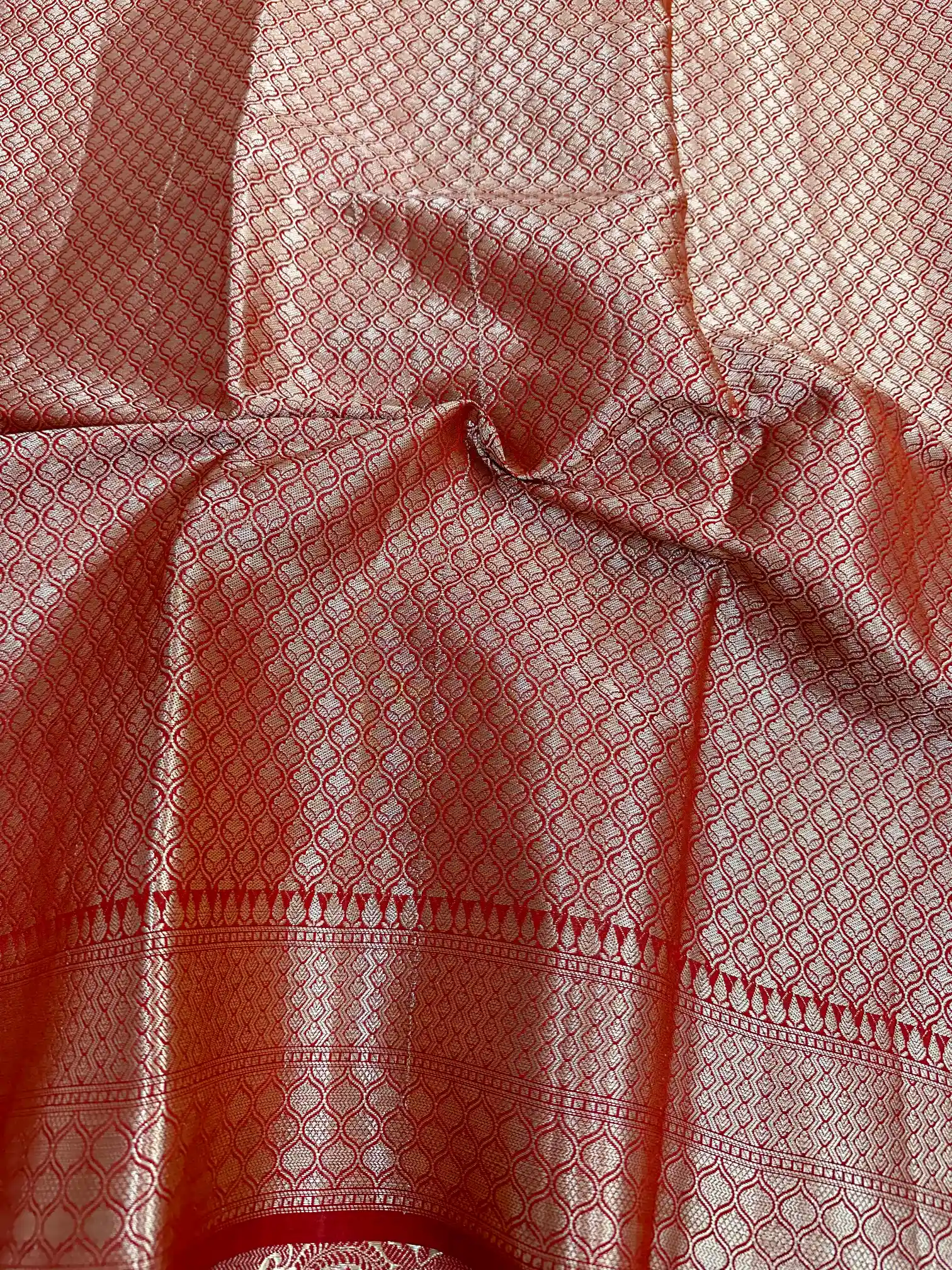 Dark Red Chiniya Silk Traditional Banarasi Saree - Image 3