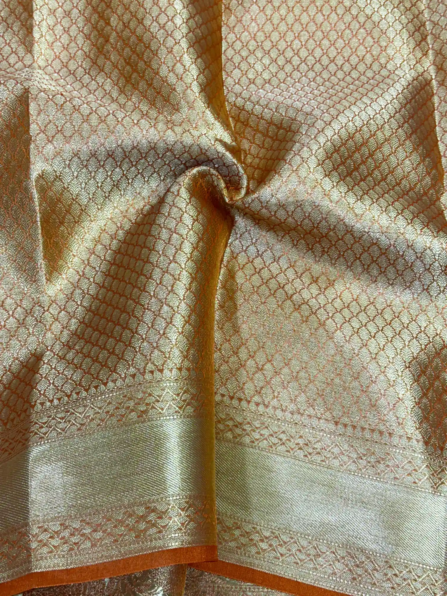 Fanta Orange Pure Tissue Silk Banarasi Saree - Image 5