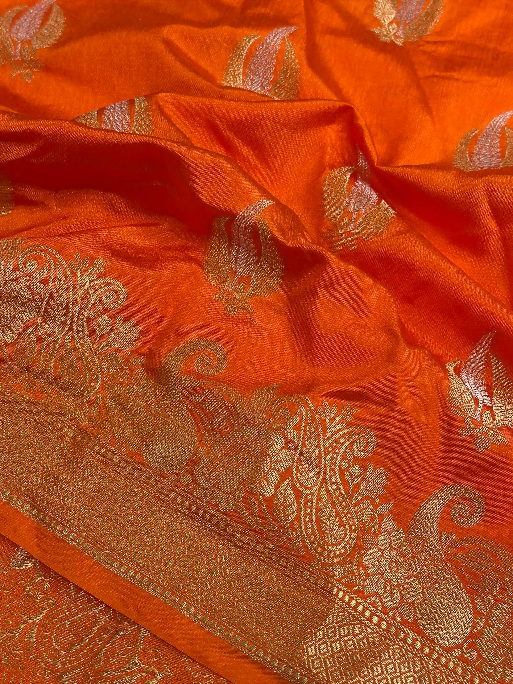 Fanta Orange Shade Warm Silk Traditional Banarasi Saree - Image 4