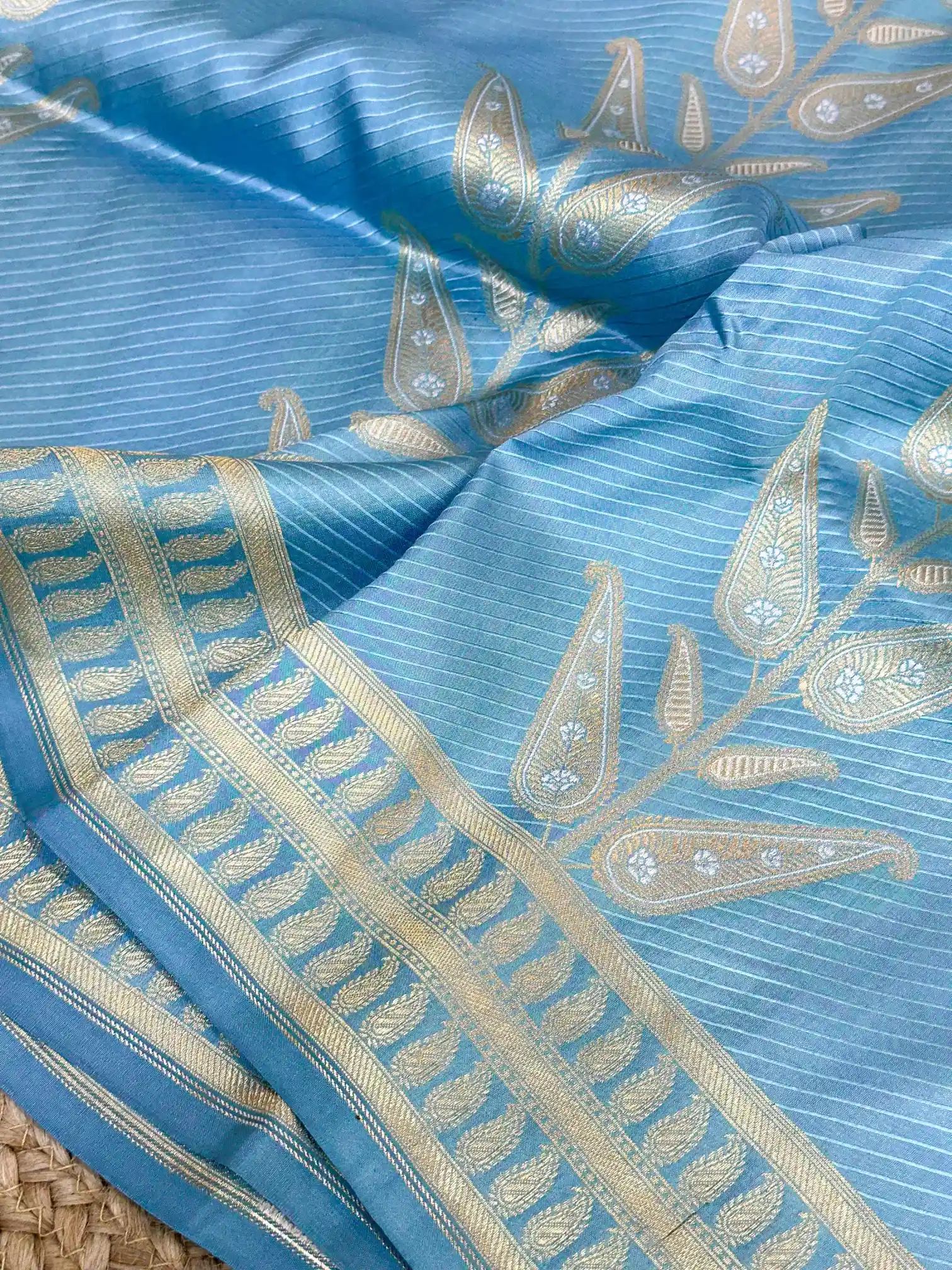 Firozi Pure Katan Silk Banarasi Saree - Image 2