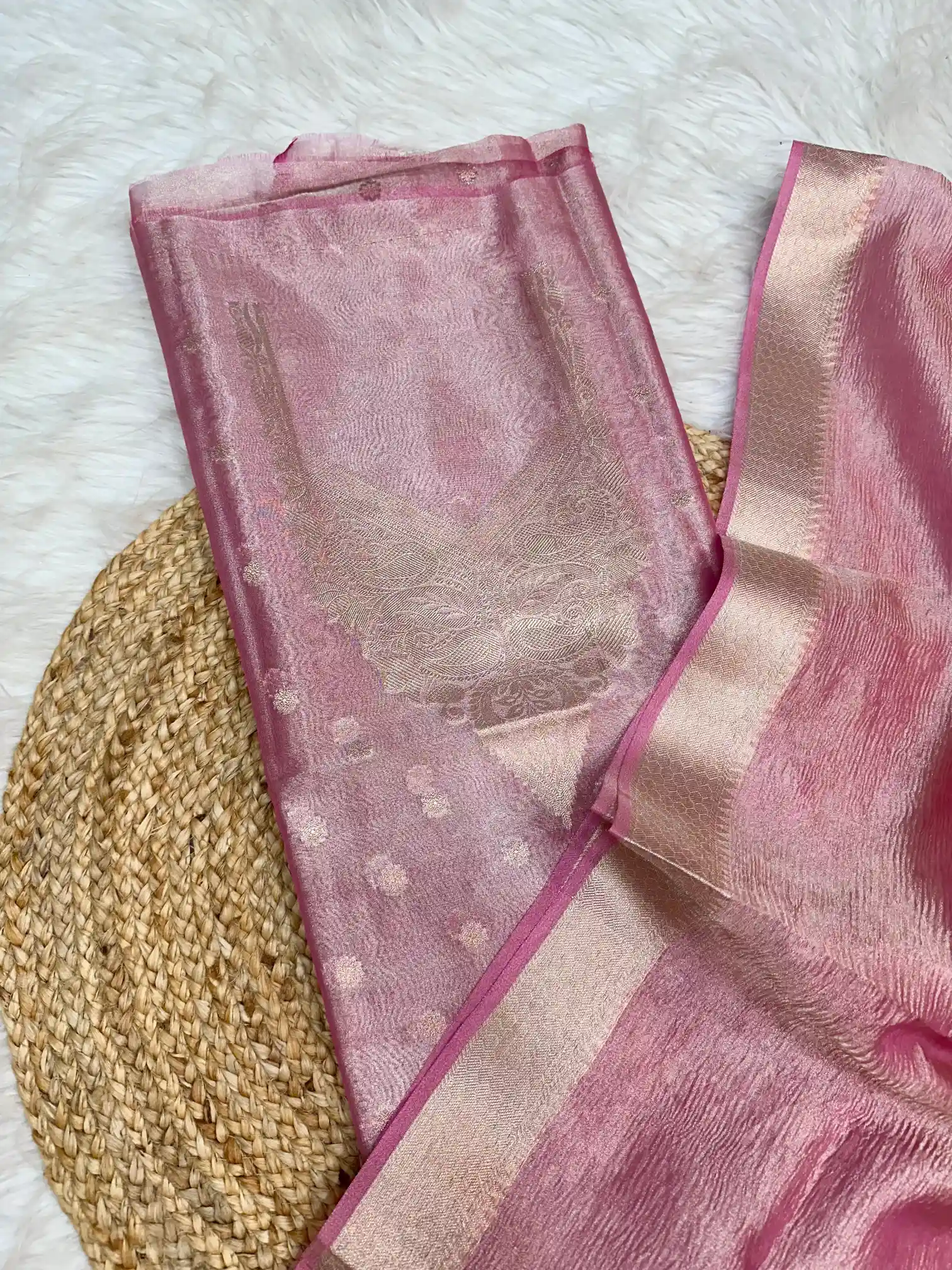 Exclusive Pink Colour Tissue Silk Suit - Image 3