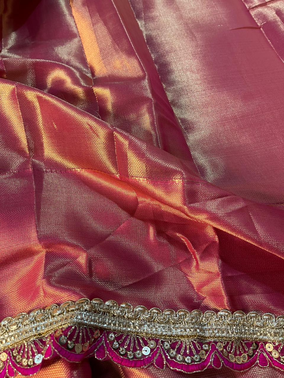 Jyothika Ma’am Inspired Kanjivaram Tissue Silk Lace Work Banarasi Saree - Image 5