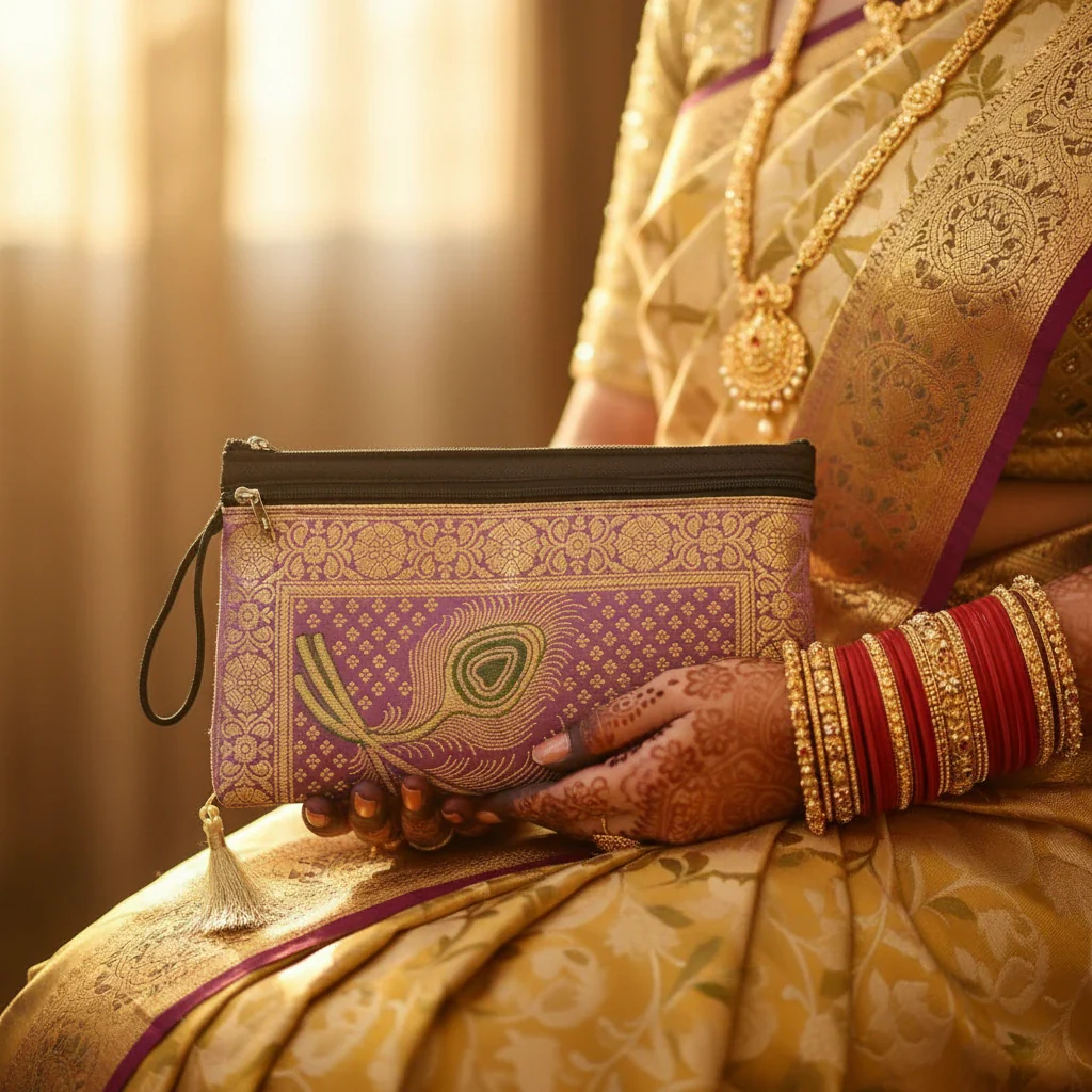 Lavender Shade Handmade Banarasi Women Wallet