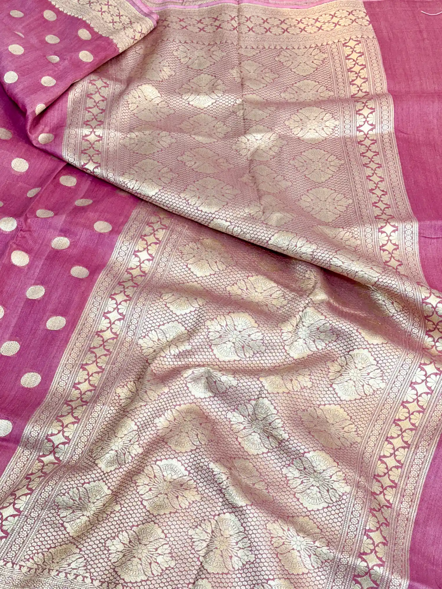 Light Lavender Shade Pure Munga Silk Saree - Image 4