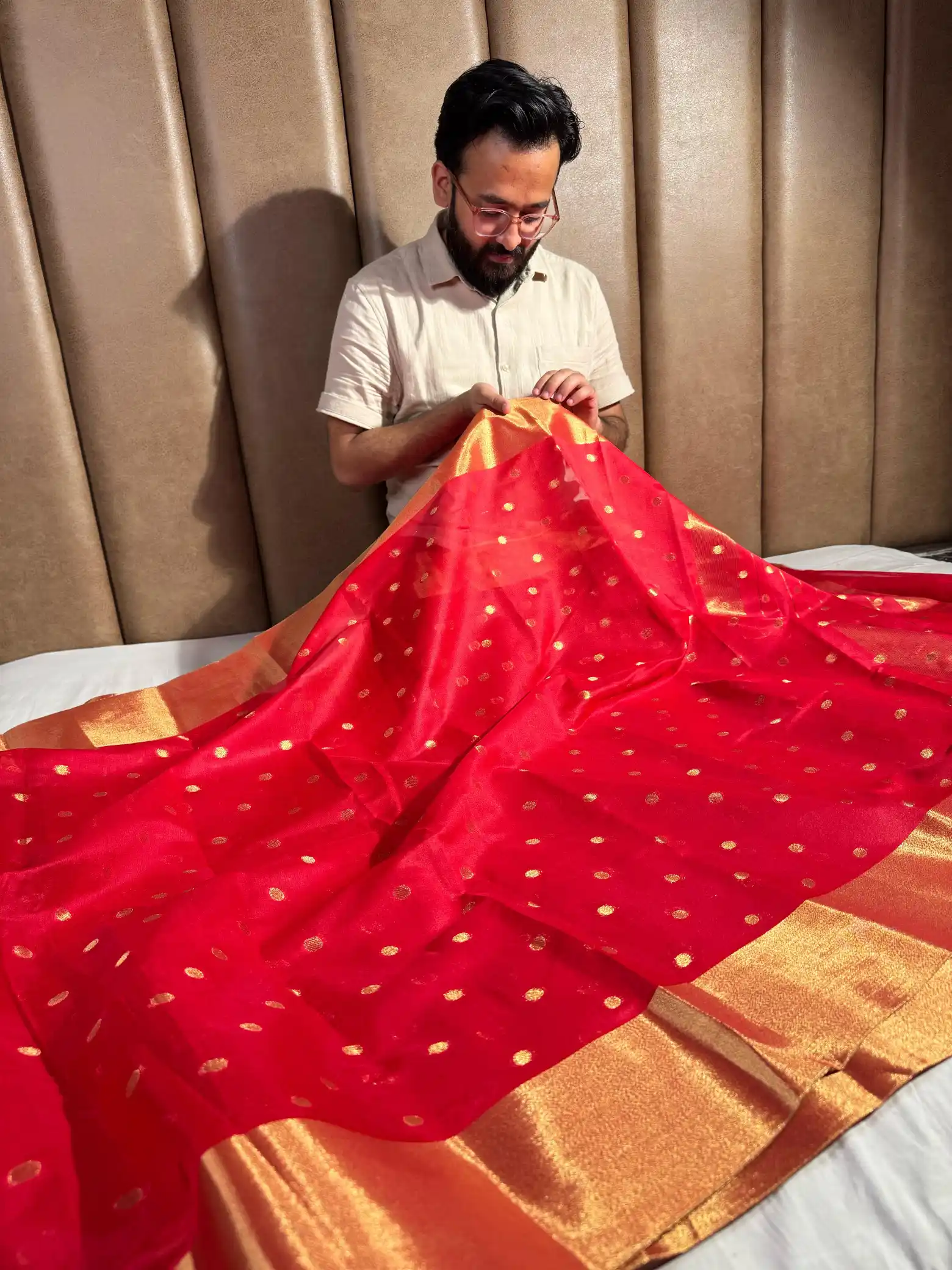 Nayanthara mam Inspired premium katan silk saree with zari pallu and blouse - Image 4