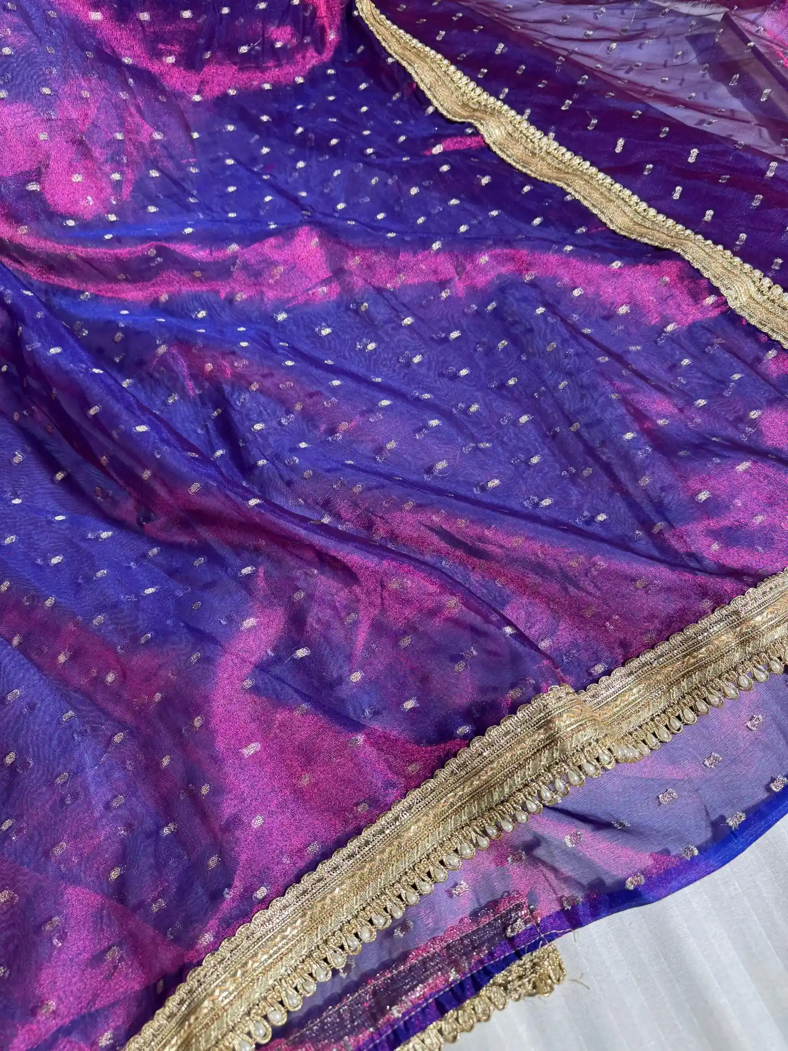 Never Seen Before baigani tissue buti saree with exclusive lacework - Image 2