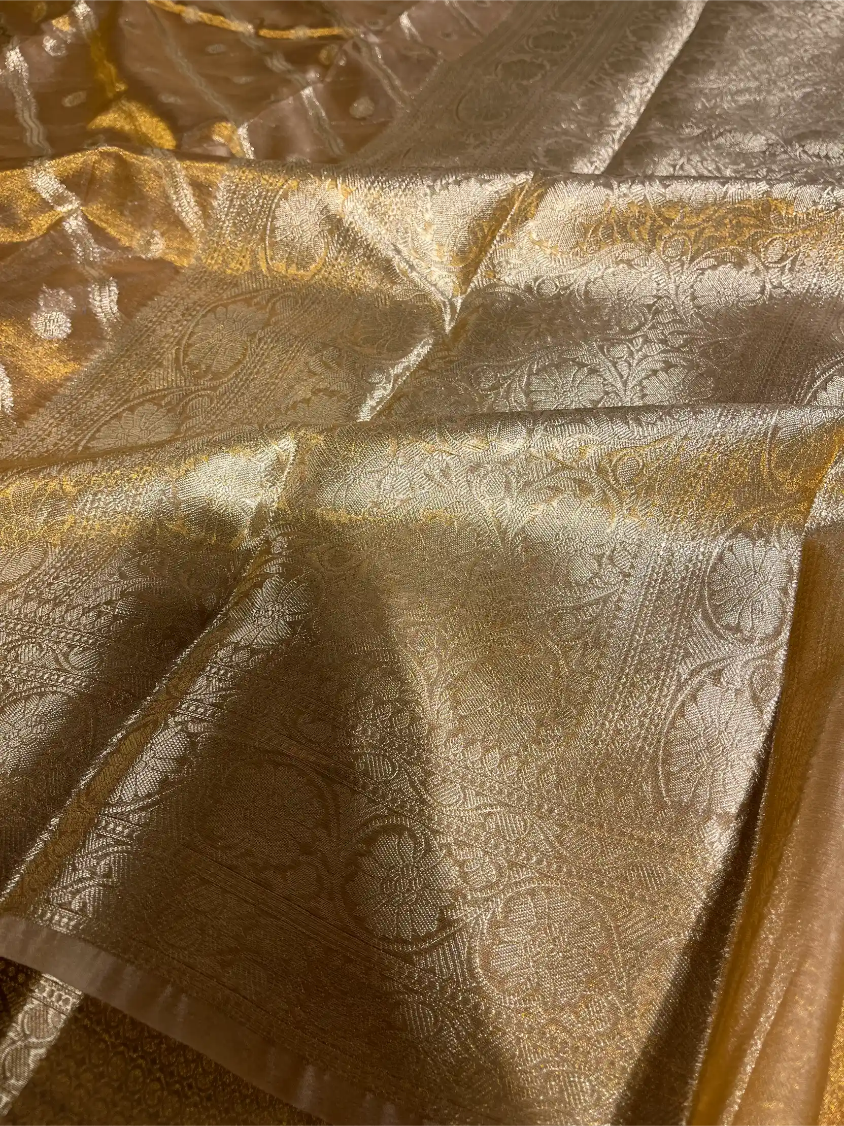 Never Seen Copper Tissue Silk Leheriya Banarasi Saree - Image 4