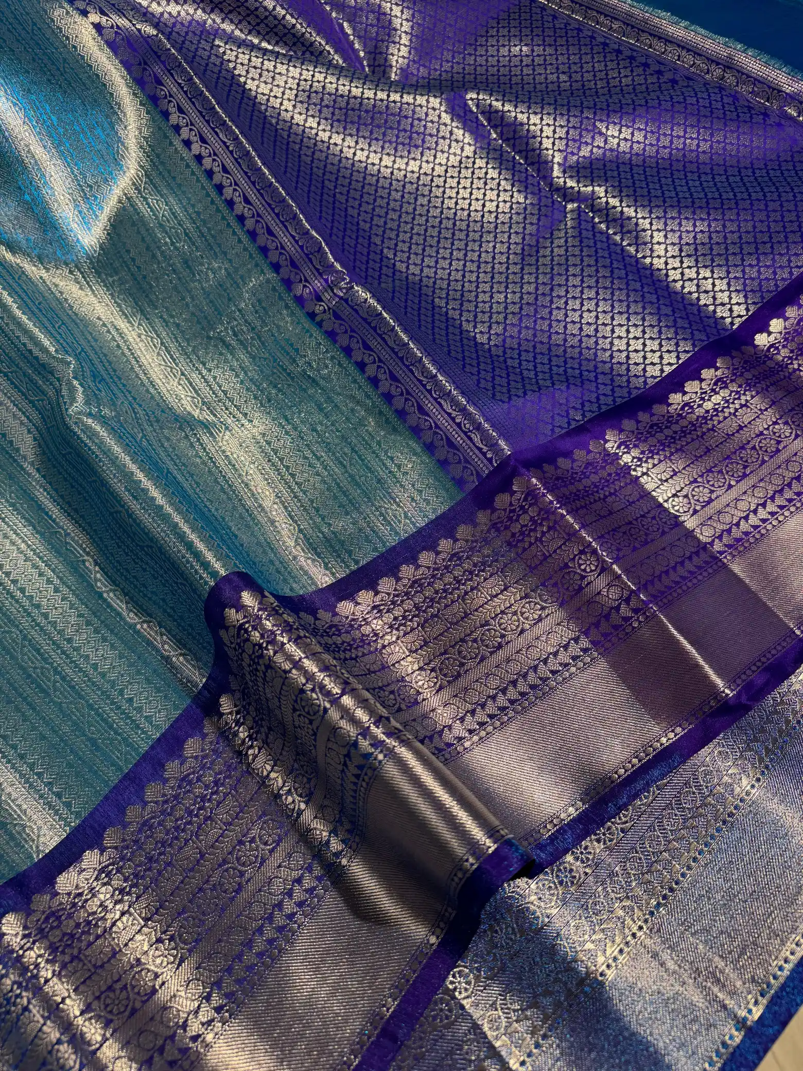 Premium Banarasi kanjivaram tissue silk saree with rich pallu and blouse - Image 2