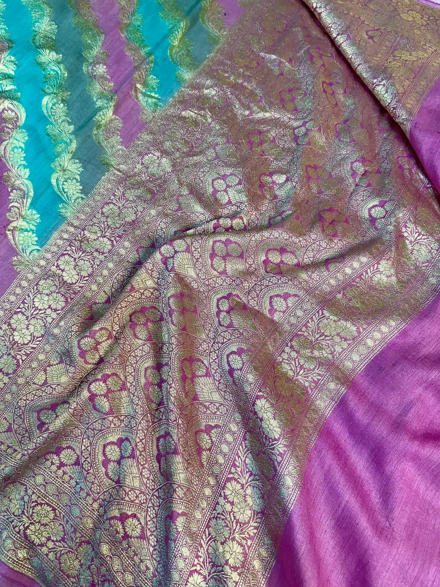 Rangkat Leheriya Design Munga Silk Saree - Image 3