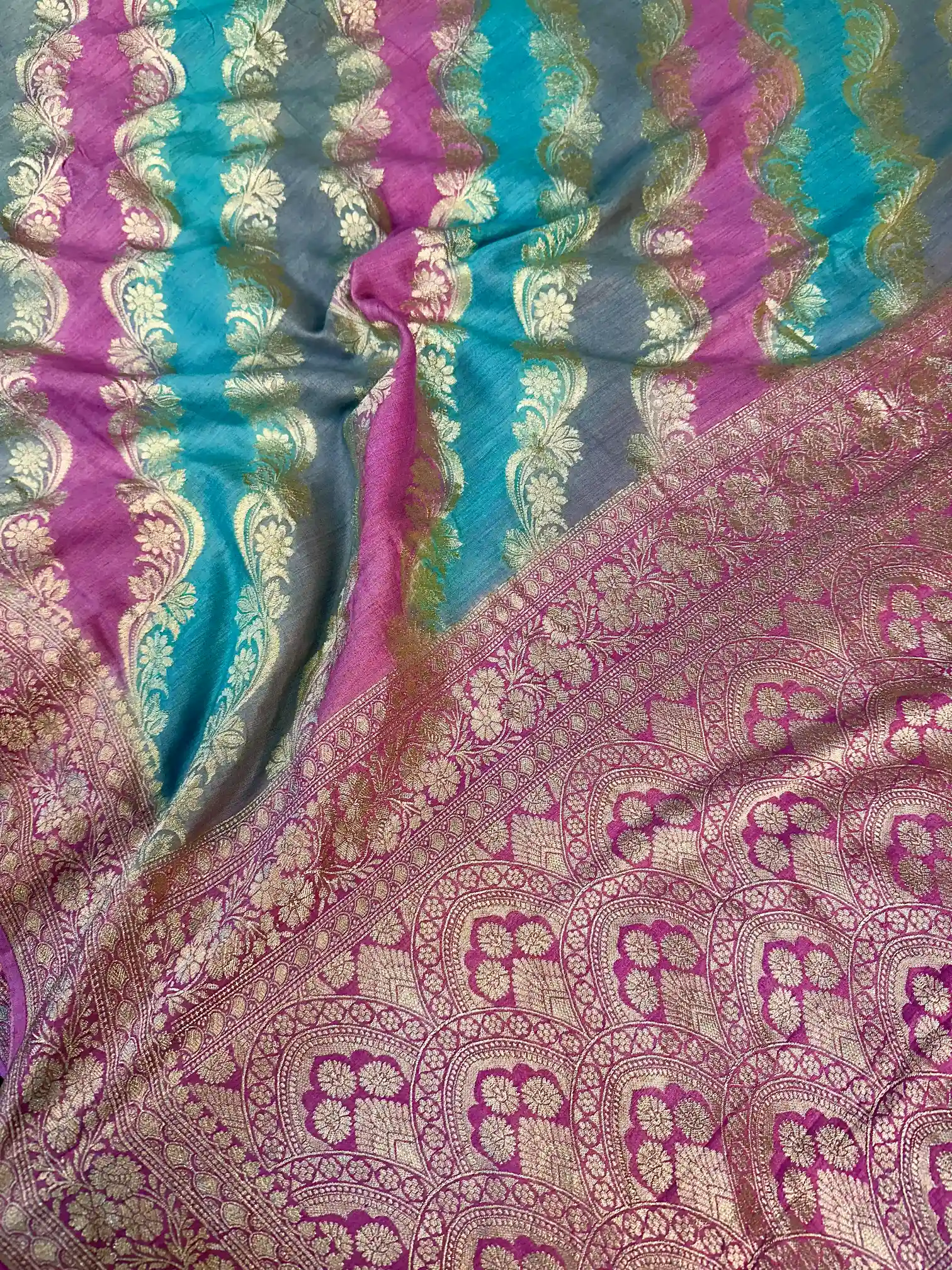 Rangkat Leheriya Design Munga Silk Saree - Image 5