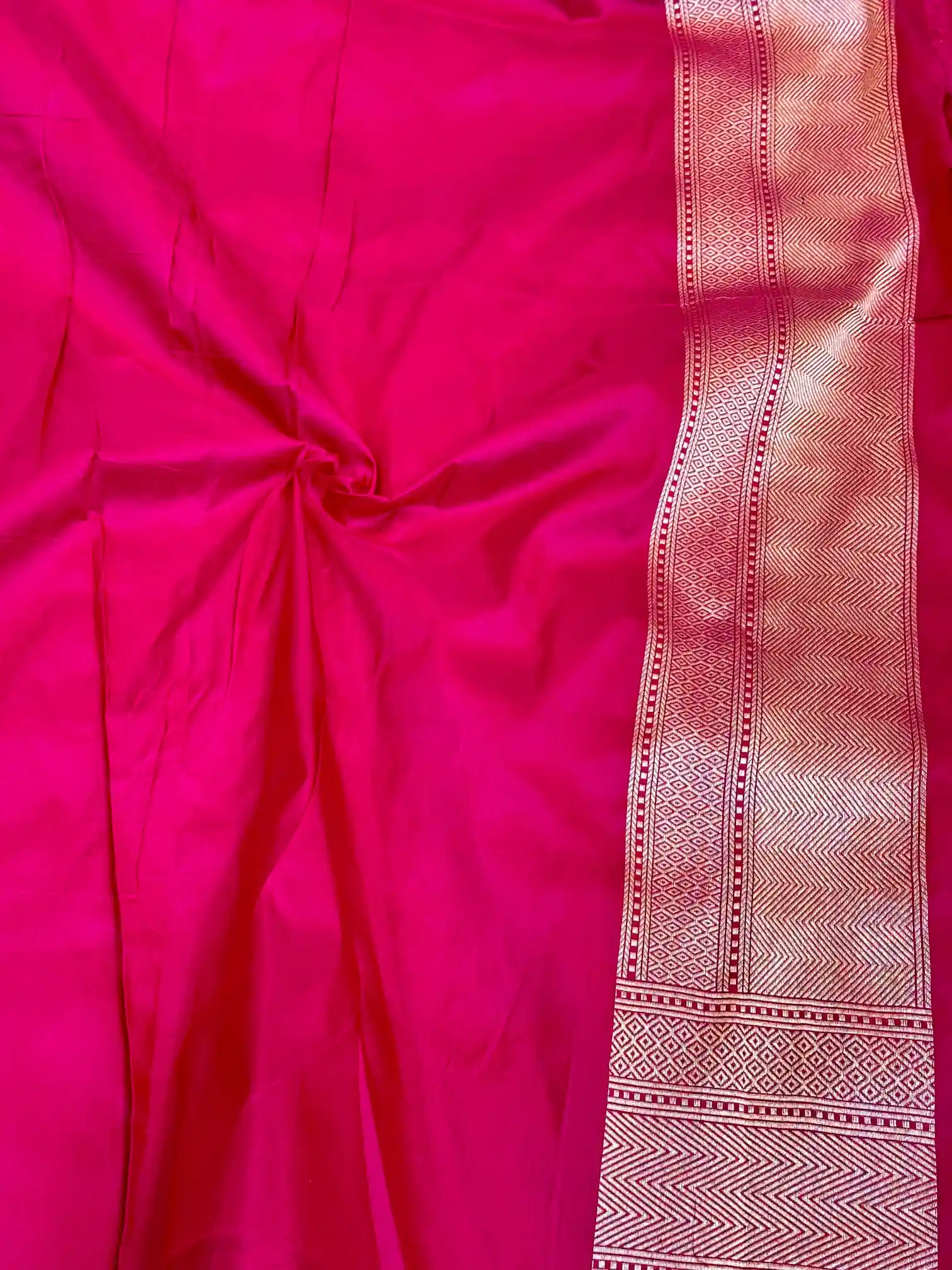 Rani Pink Brocade Pure Katan Silk Saree - Image 6
