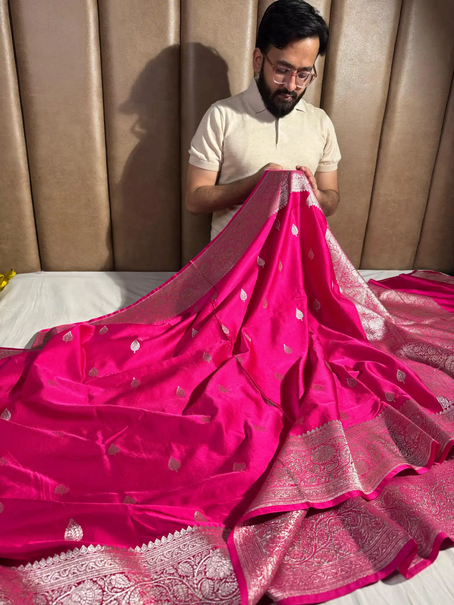 Rani Pink Mashru Katan Silk Banarasi Saree with Rich Pallu and Blouse - Image 2