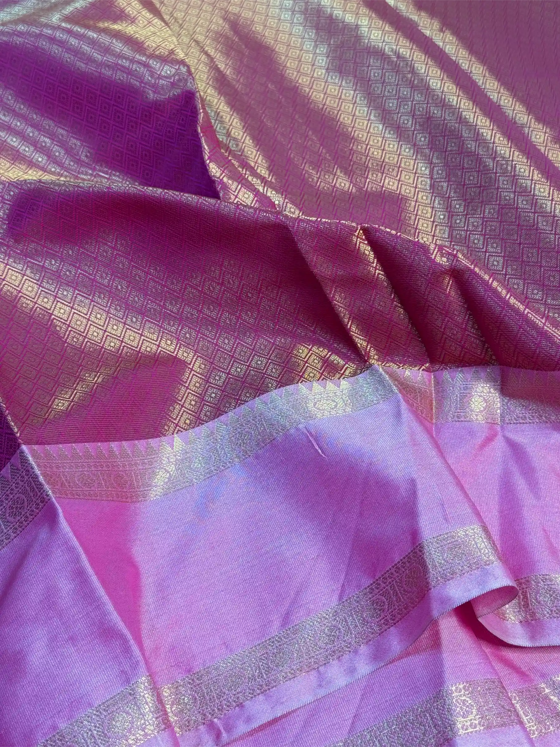 Rani Pink Semi Katan Traditional Banarasi Saree - Image 5