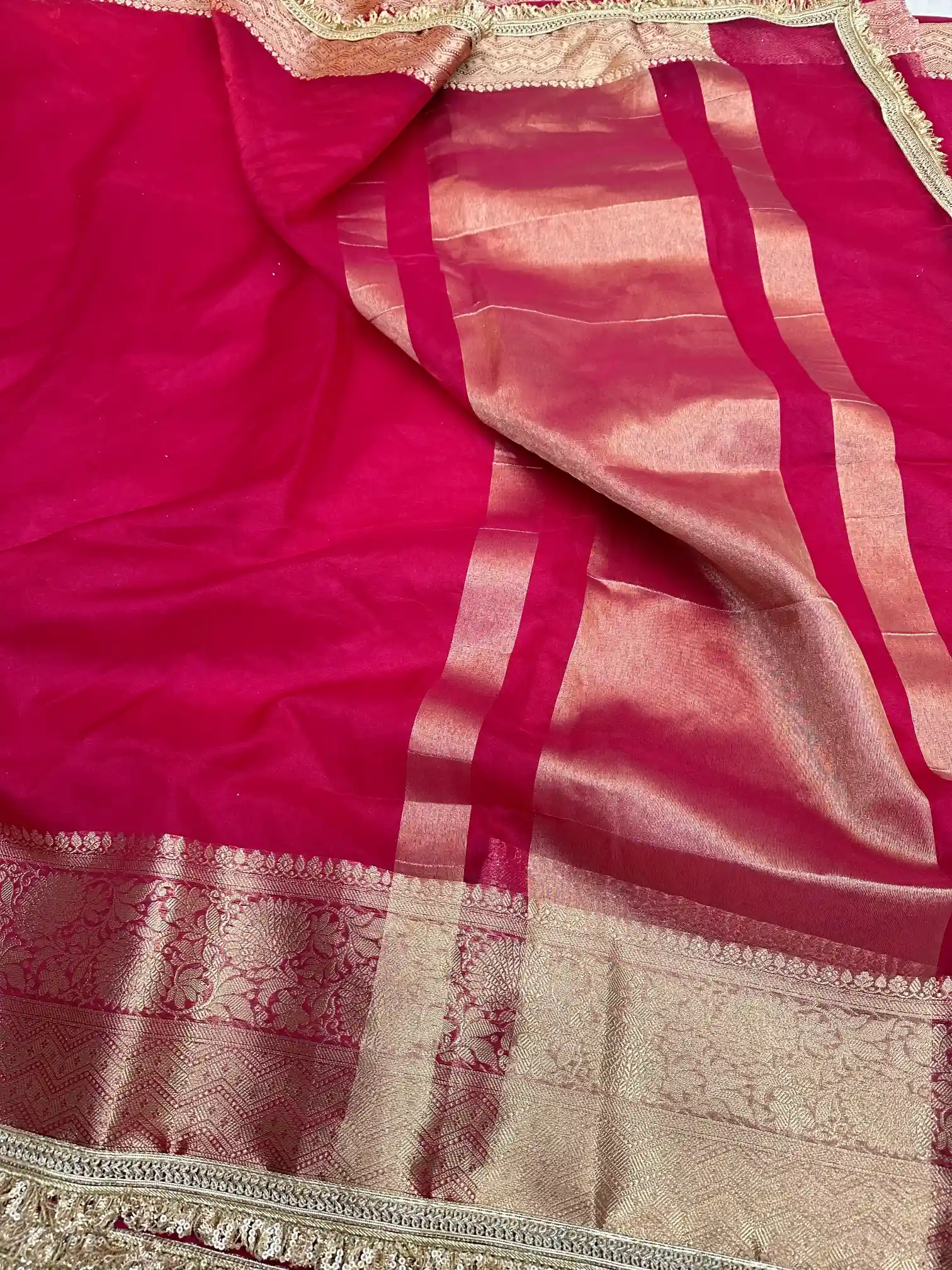 Rani Pink Shade Organza Silk Designer Saree - Image 3