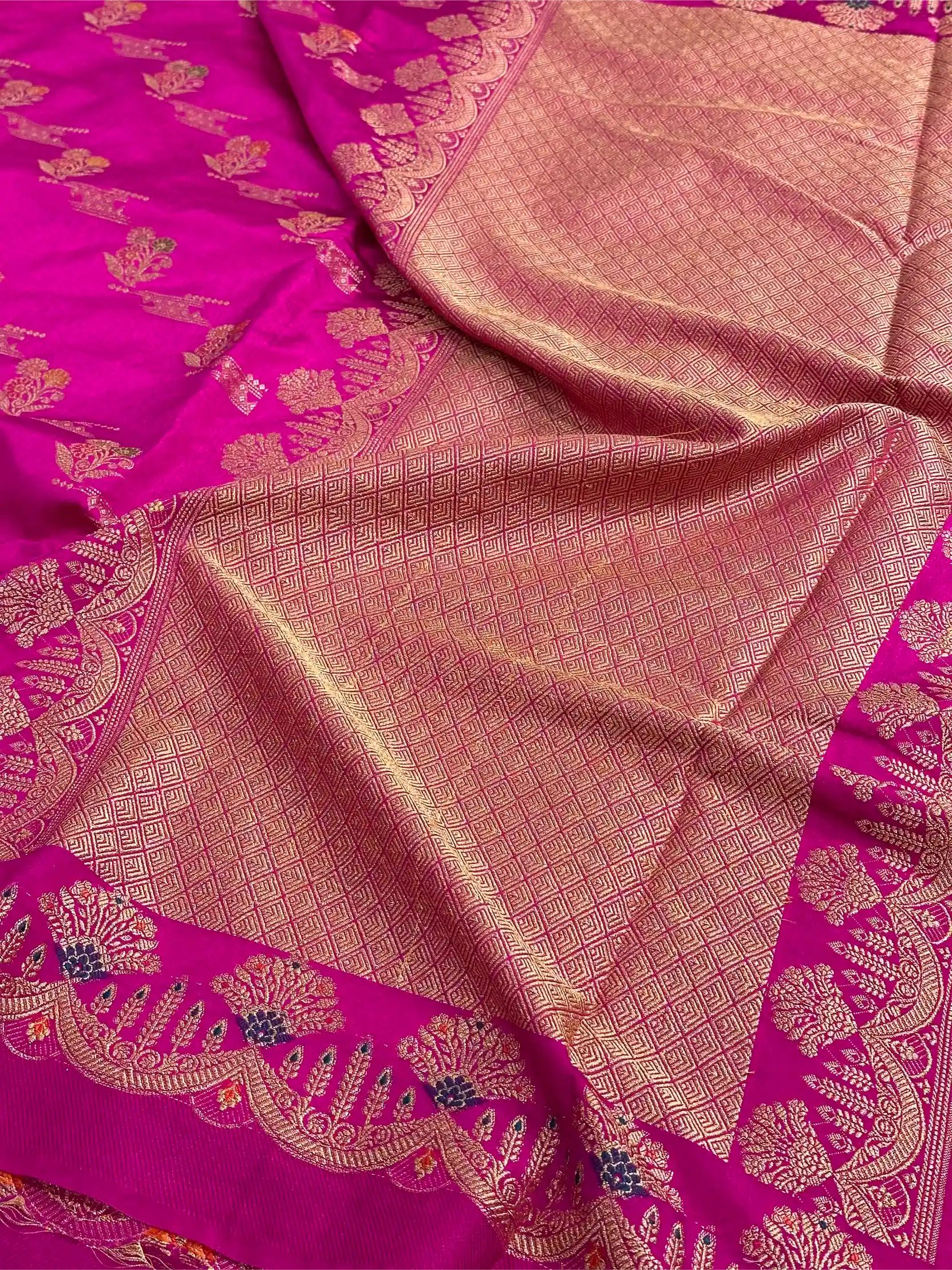 Rani Pink Tilfi Meena Warm Silk Banarasi Saree - Image 3