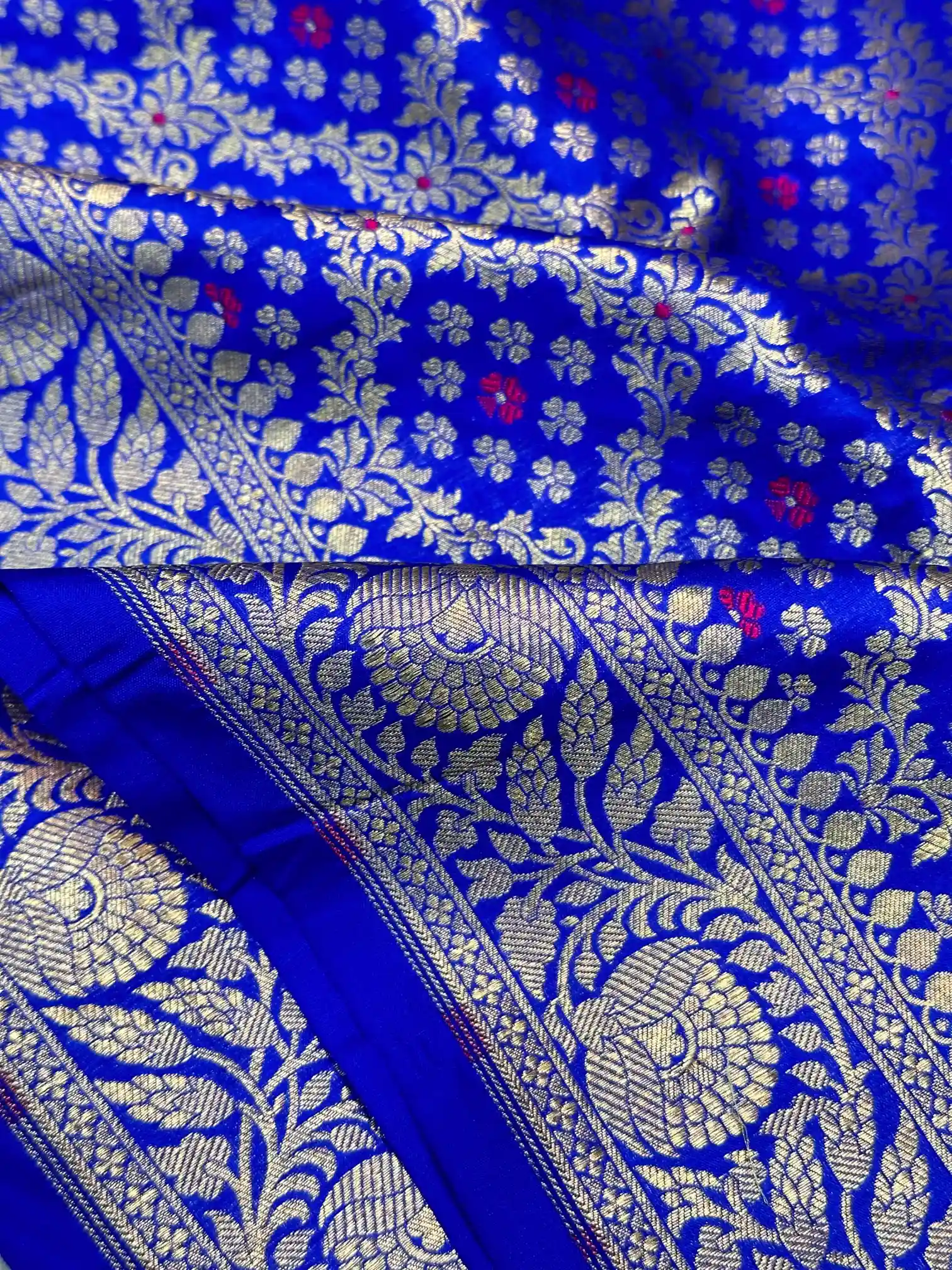Royal Blue Meenakari Pure Katan Silk Banarasi Saree - Image 4