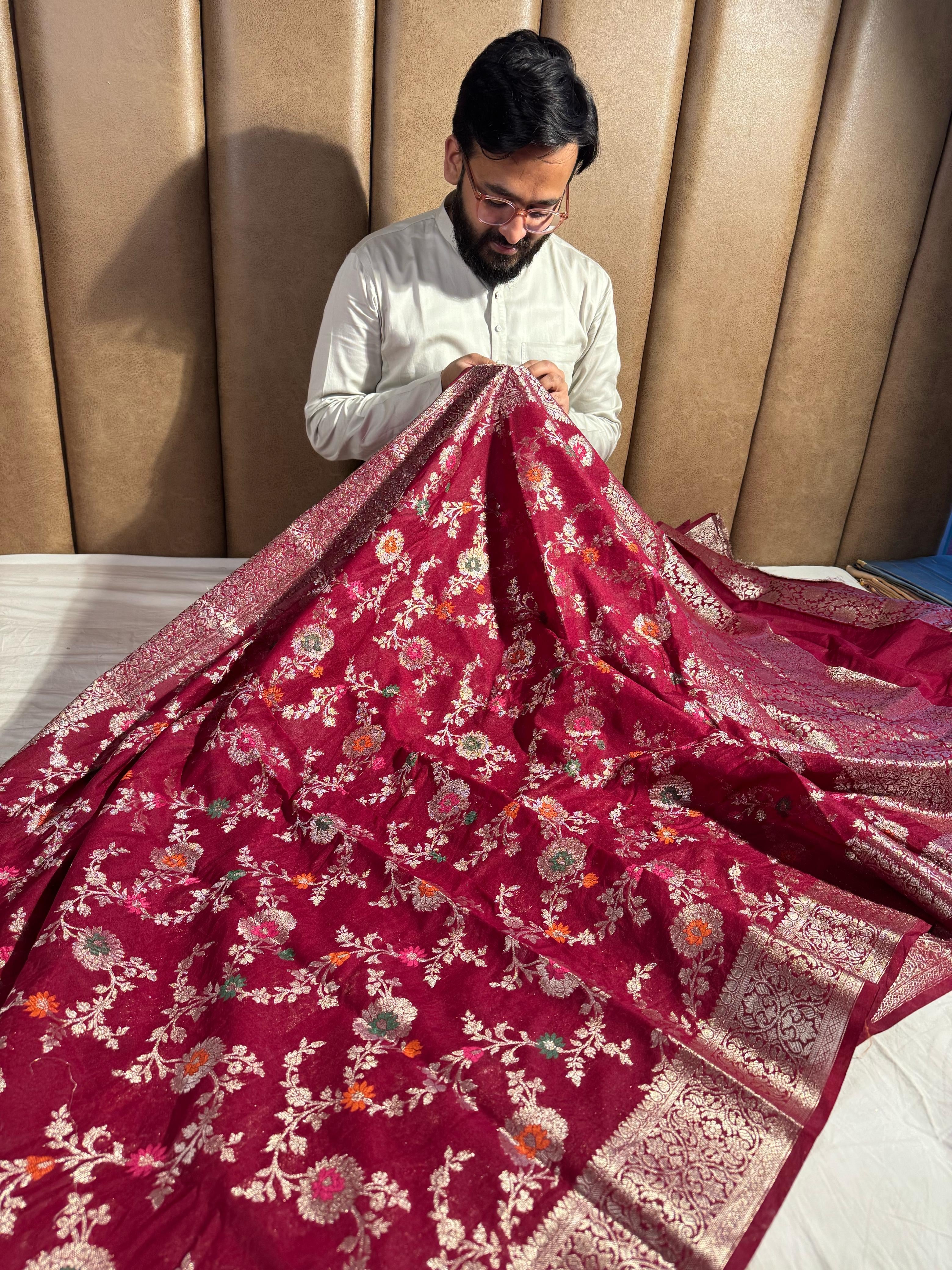 Semi Georgette Silk Banarasi Saree - Image 3