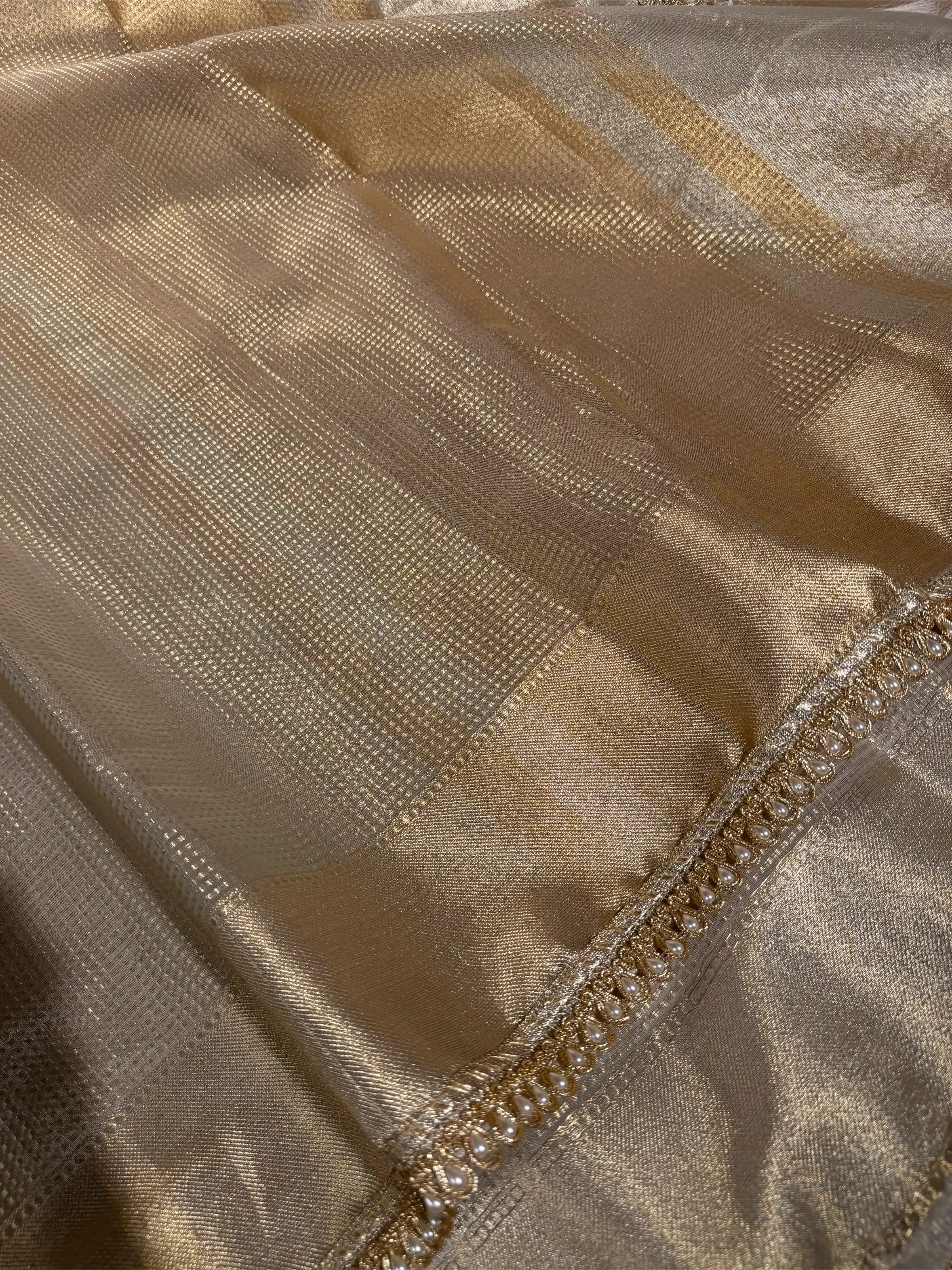 Water Zari Kanjivaram Tissue Silk Brocade Weave Designer Saree - Image 2